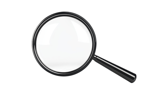 High-resolution image of a clear magnifying glass isolated on a transparent background. ideal for search, research, and visibility concepts. png