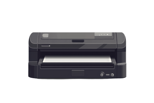 High-quality black printer with paper tray isolated on transparent background. ideal for office use and professional printing tasks. png
