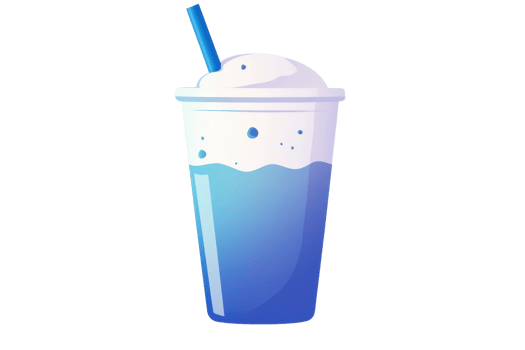 Illustration of a vibrant blue smoothie in a plastic cup with a straw, highlighting refreshing beverage and summer vibes. png