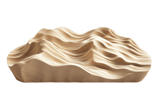Intricate wooden terrain model with smooth curves, representing natural landscape features and topographic details in relief. png