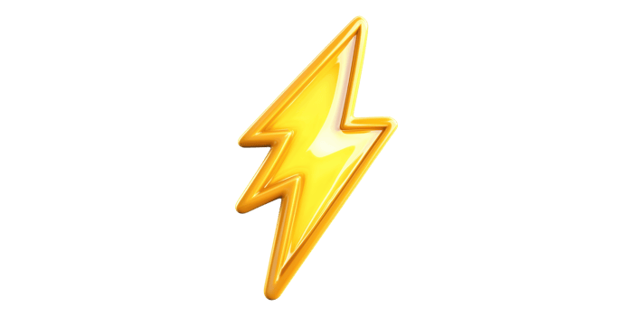 Yellow lightning bolt icon isolated on transparent background png