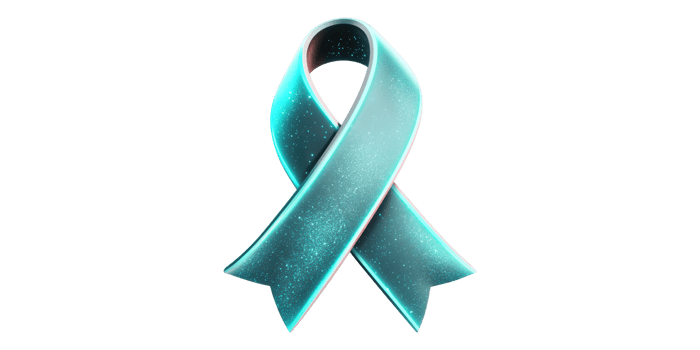 Teal awareness ribbon symbol isolated on transparent background png