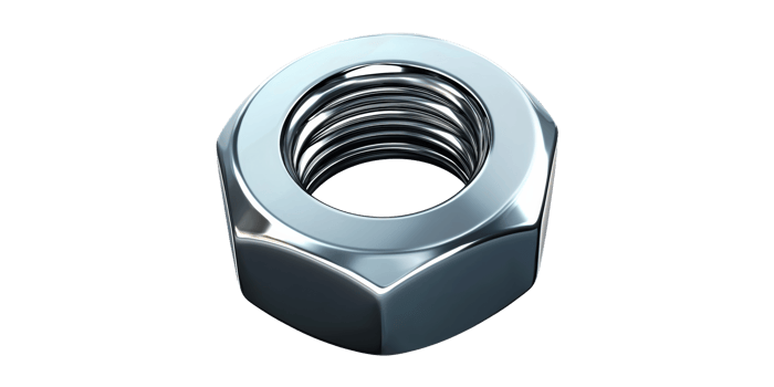 Metallic hexagonal nut isolated on transparent background png