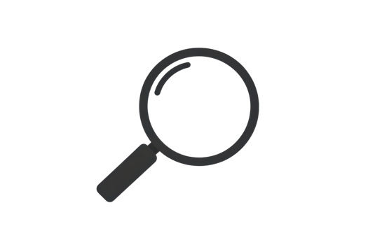 Minimalist black magnifying glass icon on transparent background, perfect for search, discovery, or investigation themes. png