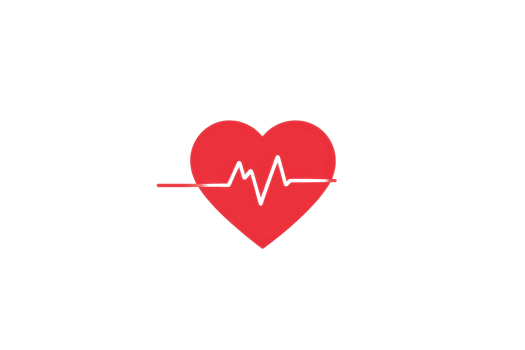 Red heart icon with an ECG line on transparent background. symbolizing health, cardiology, and wellness. Perfect for medical-themed projects. png