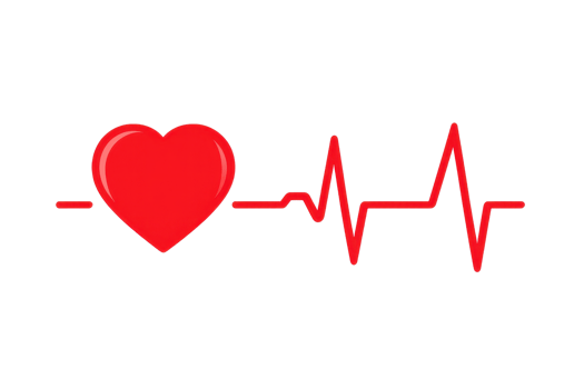 Red heart icon and heartbeat line symbolizing love, health, and fitness. Perfect for medical or romantic themes and design projects. png