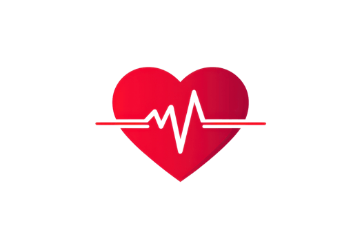 Red heart symbol with a heartbeat line, representing health and vitality. Ideal for medical, wellness, and lifestyle concepts. png