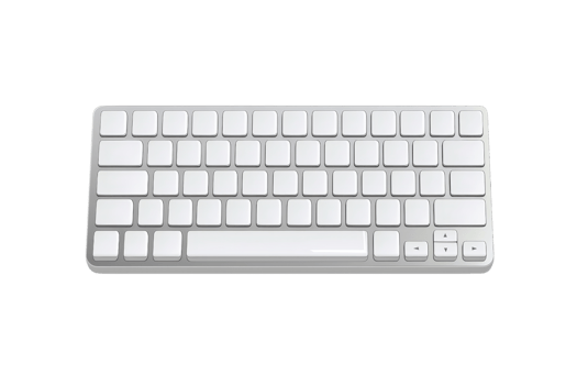 Sleek white wireless keyboard on transparent background. showcasing modern minimalistic design ideal for office or home workspace setup. png