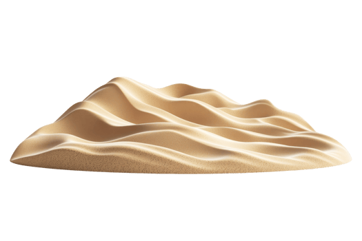 Smooth beige sandpile with delicate, wavy patterns creating a serene and minimalist landscape. png