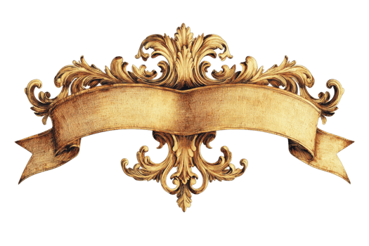 Ornate vintage scroll banner with intricate floral patterns, ideal for invitations, certificates, and decorative projects. High-resolution image. png