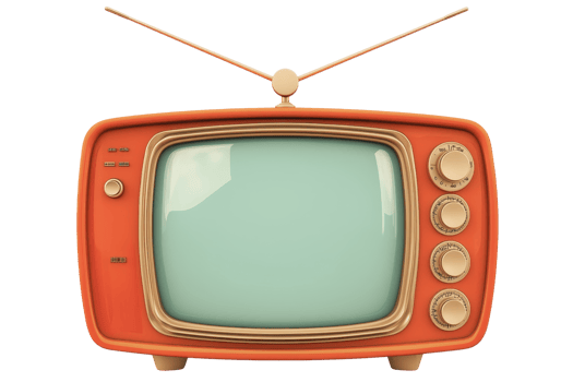 Retro vintage television with old-fashioned design and classic details, showcasing nostalgia and style. Ideal for media and pop culture themes. png
