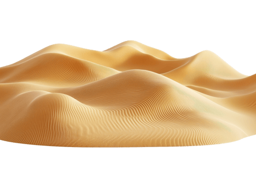 Stunning golden sand dunes in a serene desert landscape, featuring smooth curves and fine textures under sunlight. Nature's serene beauty. png