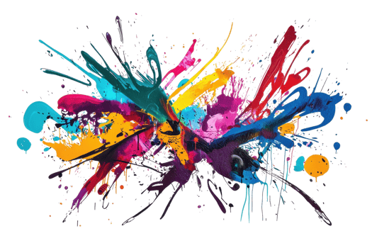 Vibrant splash of colorful paint creating a dynamic abstract design, evoking creativity and artistic expression in a vivid display of hues. png
