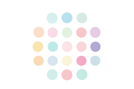 Abstract pattern of pastel circles arranged in a geometric layout. Soft and calming colors create a soothing visual harmony. png