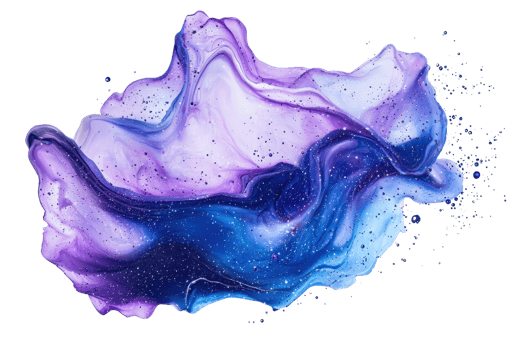 Abstract purple and blue ink splash resembling cosmic waves. Perfect for creative art projects and backgrounds. png