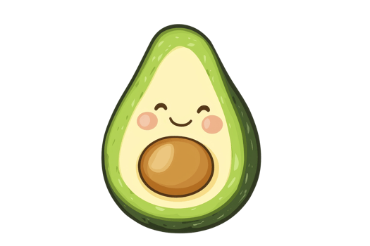 Cute smiling avocado illustration with a cartoon style. Perfect for healthy food graphics, fun designs, and playful projects. png