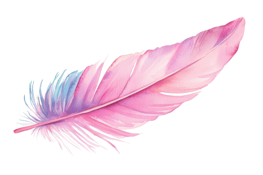Delicate pink and blue feather on transparent background. symbolizing softness, elegance, and tranquility in a minimalist style. png
