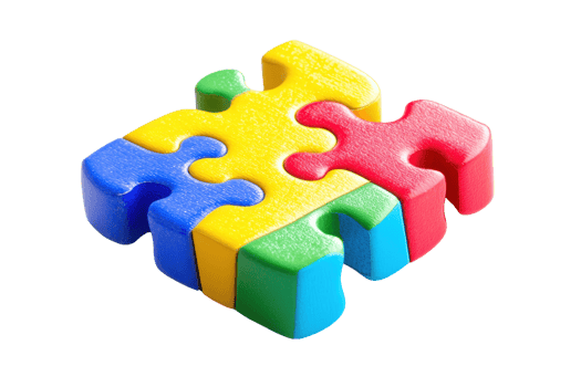Colorful puzzle pieces interlocking on a transparent background. representing connection, teamwork, and problem-solving for creative and educational concepts. png