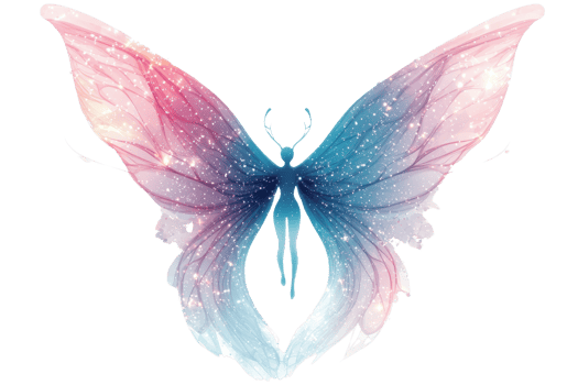 Enchanted butterfly with vibrant gradient wings in a galaxy-inspired design, sparkling with stars and mystique against an ethereal backdrop. png