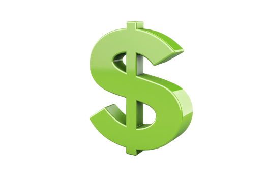 Green dollar sign symbol on transparent background. representing finance, currency, investment, and economic concepts in a modern design. png