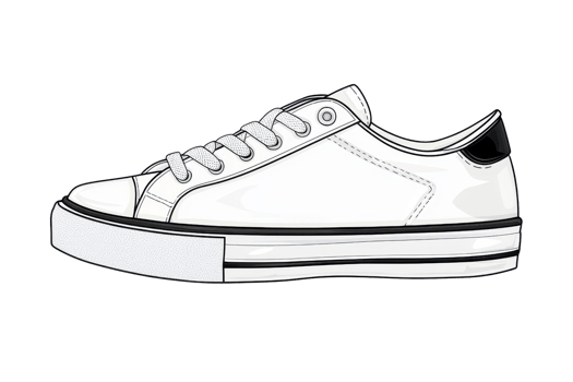 Illustration of a classic white sneaker with laces, featuring a sleek design ideal for casual fashion and footwear collections. png