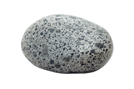 Speckled gray stone with a smooth texture, showcasing unique natural patterns. Perfect for design or educational purposes. png