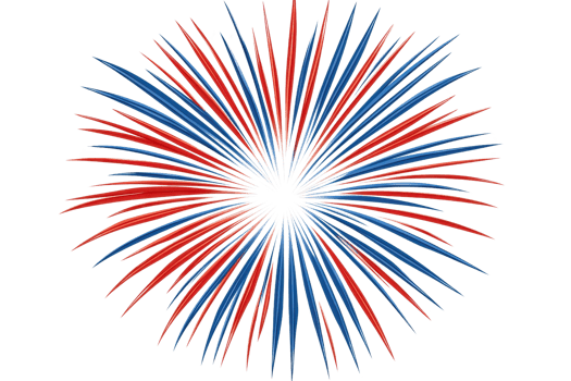 Vibrant explosion of red and blue fireworks illuminating the night sky, perfect for celebrating festivals, events, and parties. png