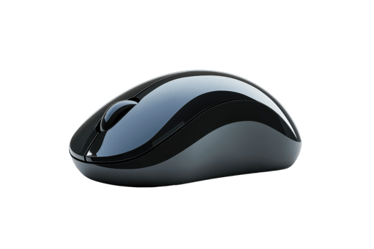 Wireless computer mouse with a sleek black design, perfect for office or home use, offering smooth navigation and ergonomic comfort. png