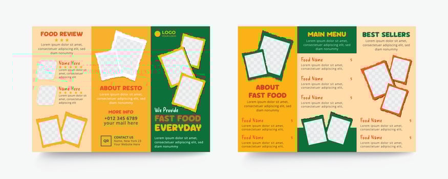 Fast food restaurant trifold brochure vector