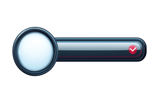 Glossy blue magnifying glass icon with red detail. Perfect for search, discovery, and exploration themes in digital projects. png