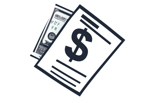 Creative illustration of a paper bill and cash symbol, representing finance and money concepts. png