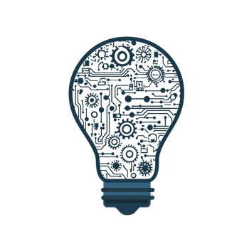 Digital illustration of a lightbulb with circuit patterns symbolizing innovation, technology, and creativity in a modern technological world. png