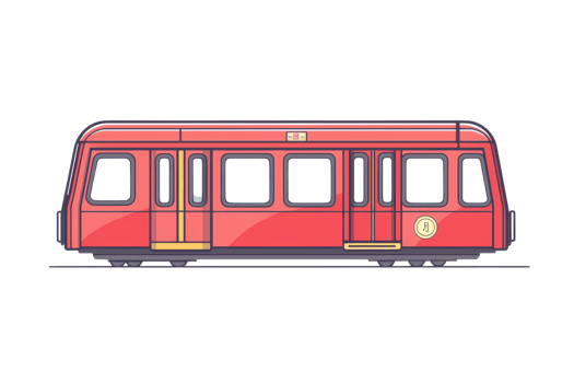 Illustration of a sleek modern train in red, perfect for transport or urban design themes, showcasing efficiency and style in rail travel. png