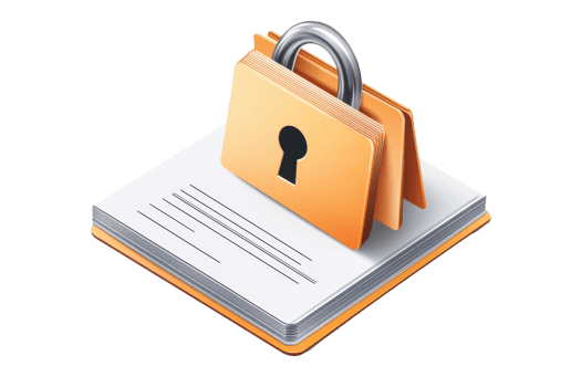 Illustration of a secure file folder with a lock, symbolizing protection of confidential documents and data privacy. png
