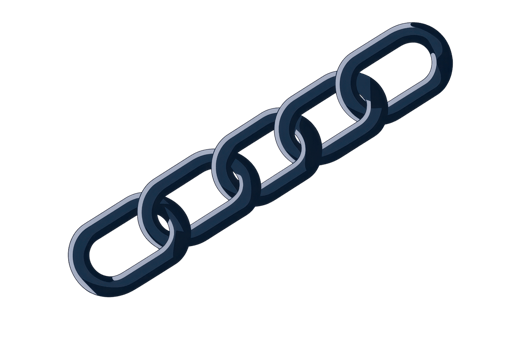 Illustration of a sturdy metallic chain link, representing strength and connection in a modern, minimalist style. png
