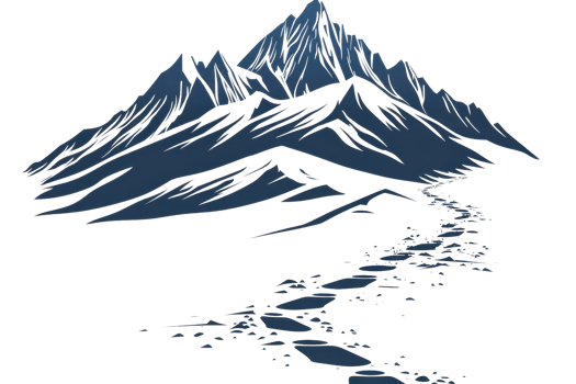 Illustration of a majestic mountain with flowing river, capturing the serene beauty of nature in monochrome style. Perfect for outdoor themes. png