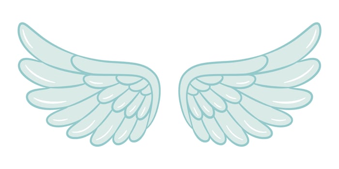 Angel wings cartoon doodle style. Hand drawn Trendy flat style cartoon isolated icon. Cupid wings. illustration for web graphic design, poster, T-shirt print, Valentine Day Greeting Card. vector