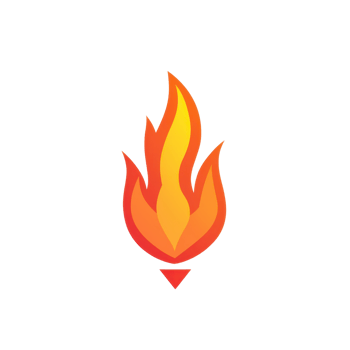 Vibrant, stylized flame icon on a transparent background, perfect for design projects, apps, and digital media presentations. png