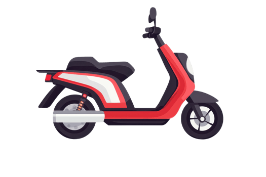 illustration of a modern red scooter, showcasing sleek design and urban mobility, perfect for city transportation and eco-friendly travel. png