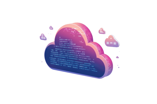 Digital cloud symbol with code, representing online data storage and connectivity. Perfect for technology and innovation concepts. png
