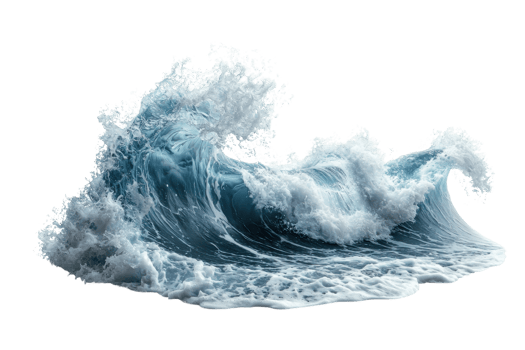Dramatic ocean wave captured in mid-motion, showcasing the powerful energy and beauty of nature's force. png