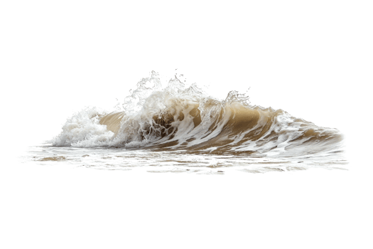 Dynamic ocean wave isolated on transparent background. showcasing natural water movement. Perfect for beach, nature, and marine themes. png
