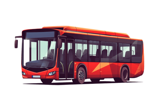 Illustration of a sleek red city bus isolated on transparent background. showcasing modern public transportation design and style. png