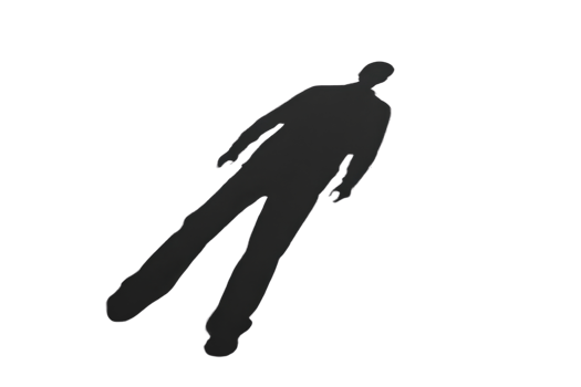 Silhouette of a person lying on the floor, creating an abstract human shape in a minimalistic composition with a blank background. png