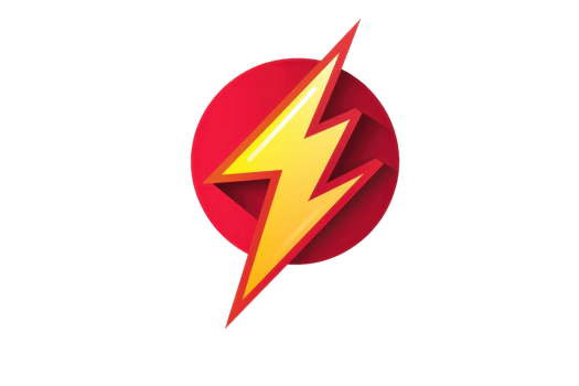 Vibrant lightning bolt logo on a red circle, symbolizing energy, speed, and power. Perfect icon for branding and dynamic graphic designs. png