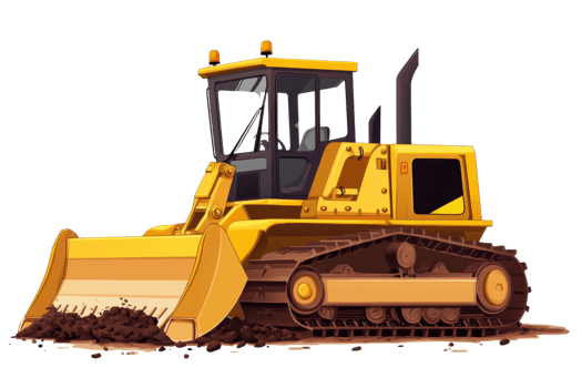 Yellow bulldozer on a construction site, ready for earthmoving and heavy-duty tasks, isolated on a transparent background. png