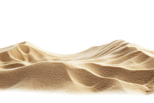 Isolated desert sand dune with a smooth landscape against a transparent background. Ideal for nature, travel, and desert-themed projects. png