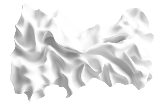 Crumpled white fabric isolated on a transparent background. High-resolution texture for design projects and mockups. png