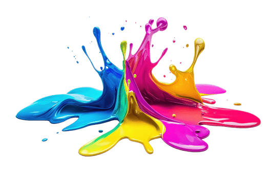 Colorful paint splashes colliding mid-air, forming a vibrant and dynamic artwork. Perfect for creative and colorful design concepts. png