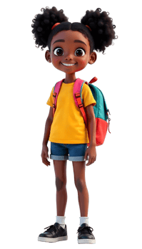 black girl student wearing backpack and pigtails png
